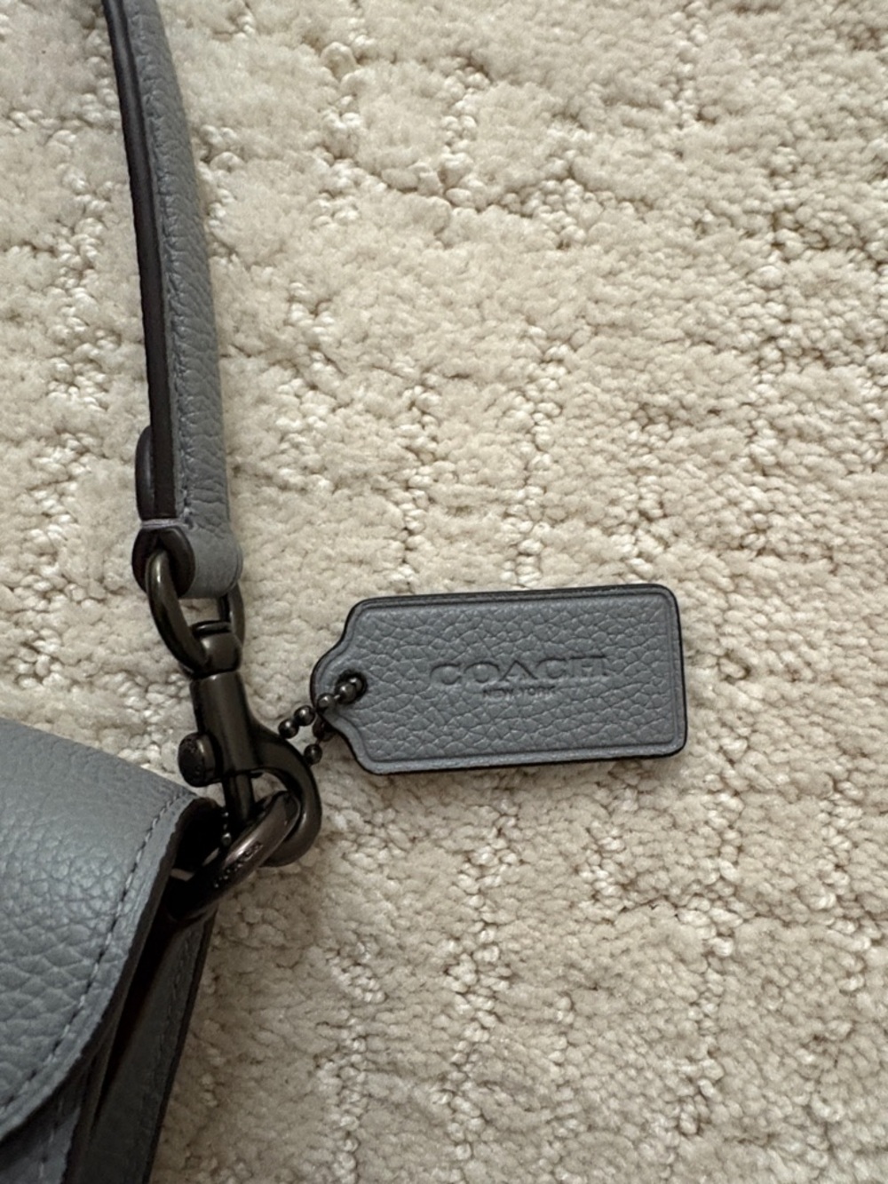 Coach Gray Pebbled Leather Shoulder Bag with Signature C - Picture 5 of 6